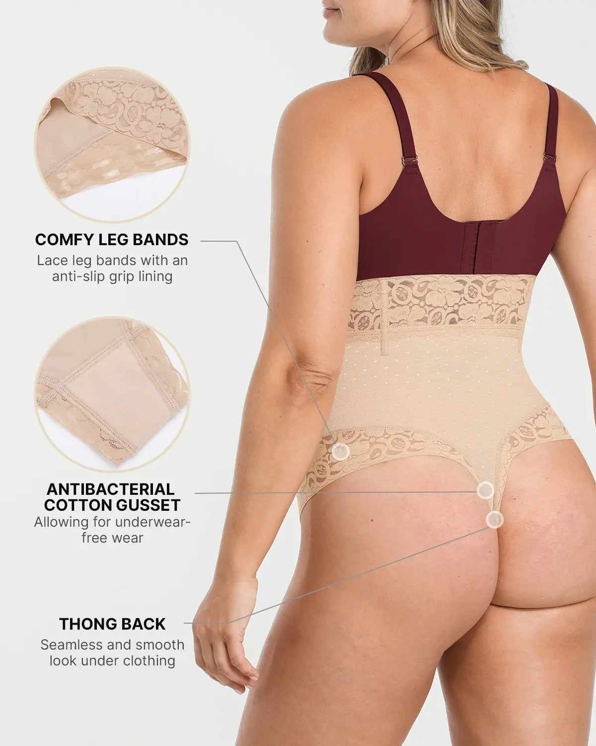 High-Waist Polka Dot Shaping Thong