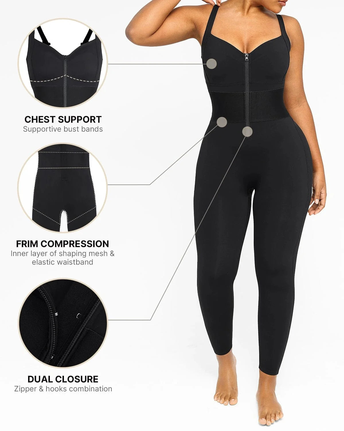 Sculpting Elastic Waistband Shaping Jumpsuit