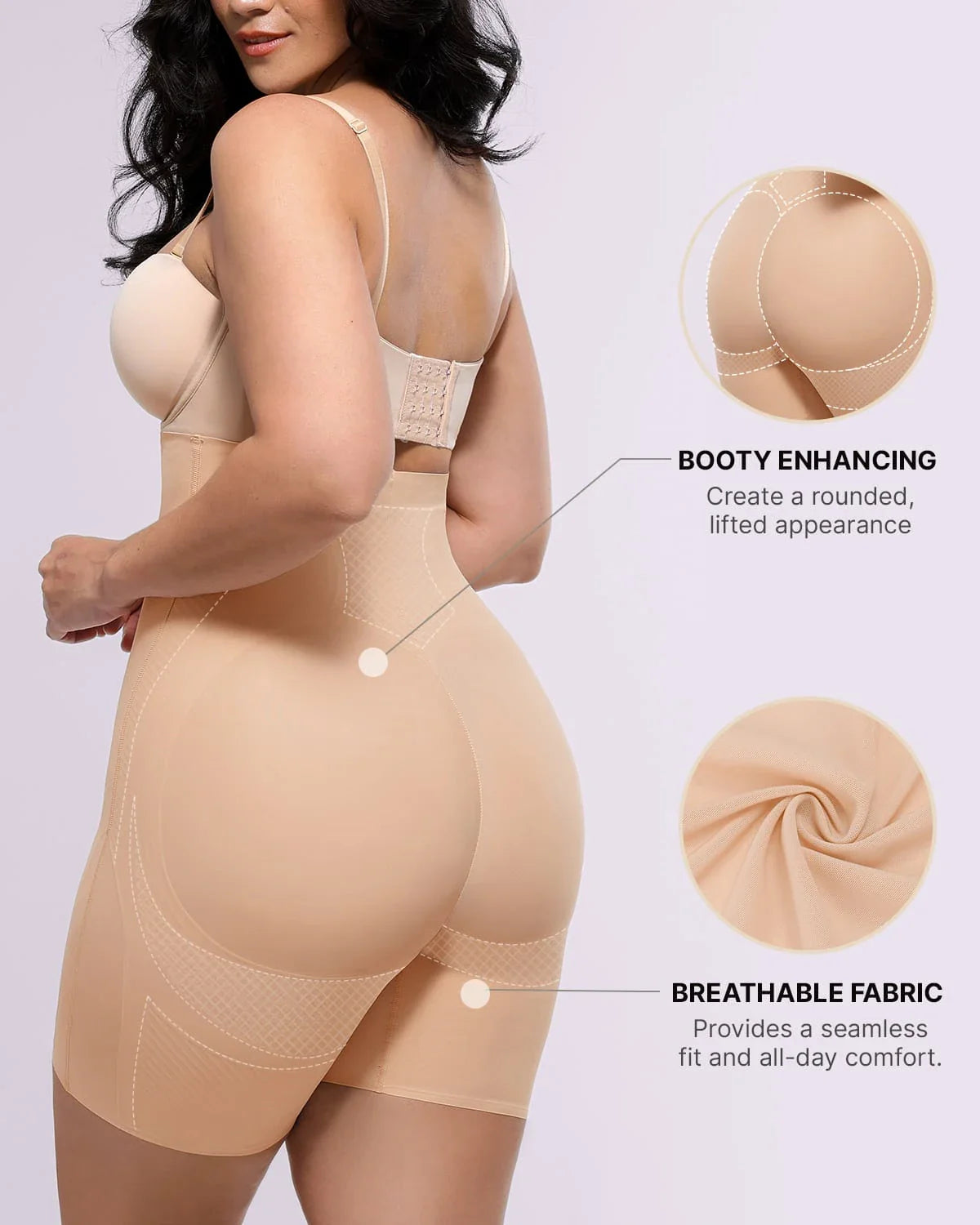 Cream Touch Tummy Control Smoothing Mid Thigh Short