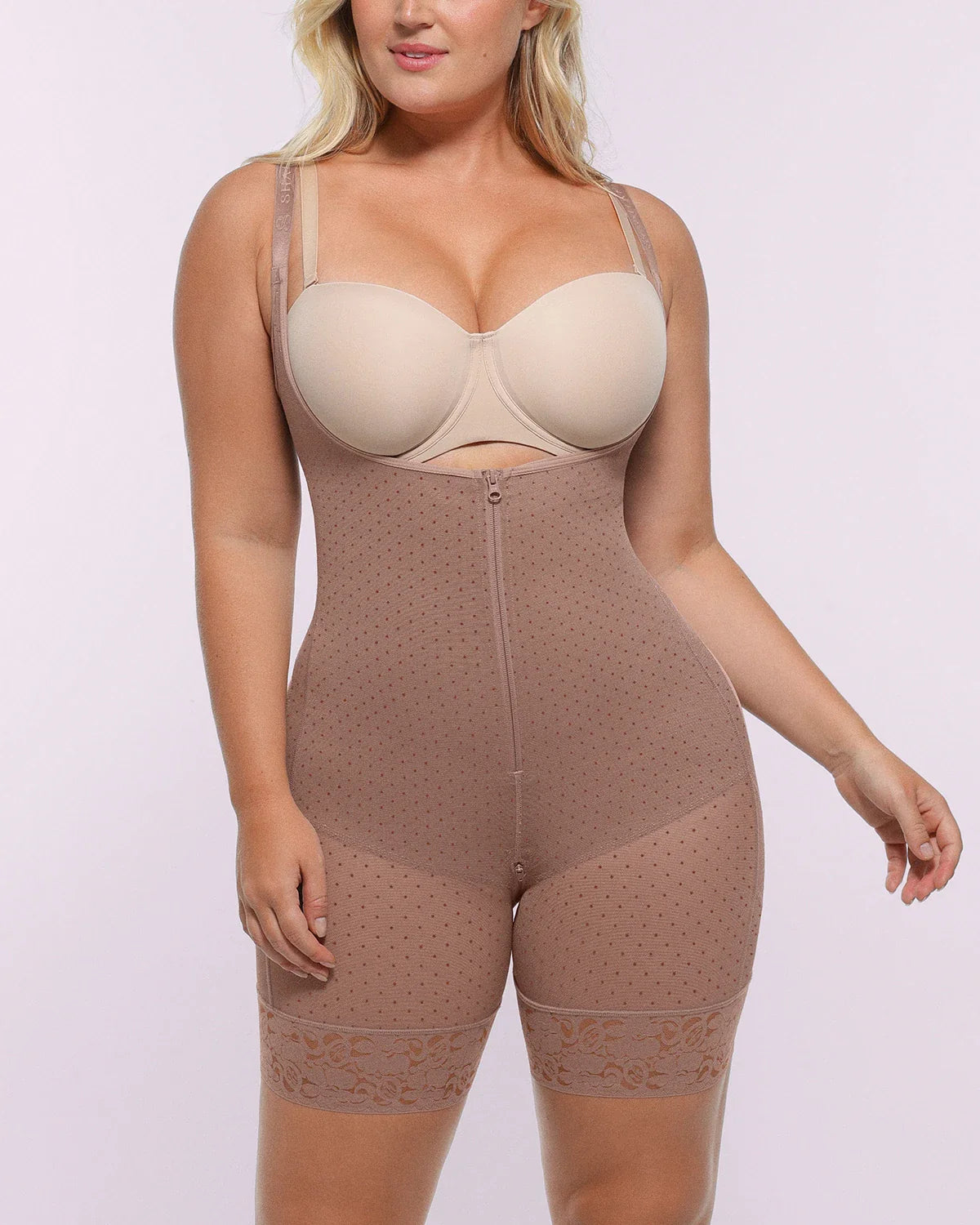Smoothing Open Bust Polka Dot Bodysuit