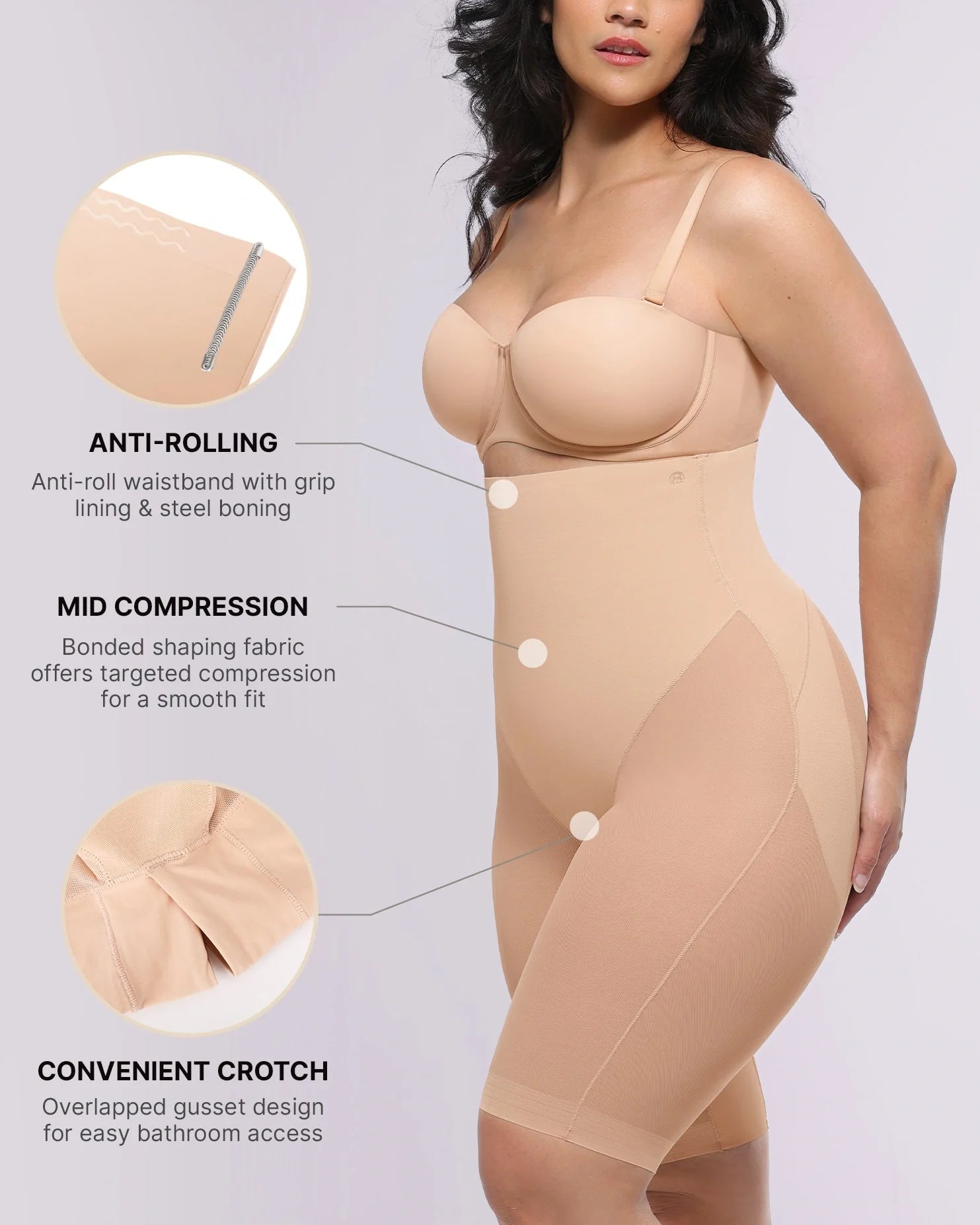 Butt-Lifting Mesh Above-Knee Shaper Shorts