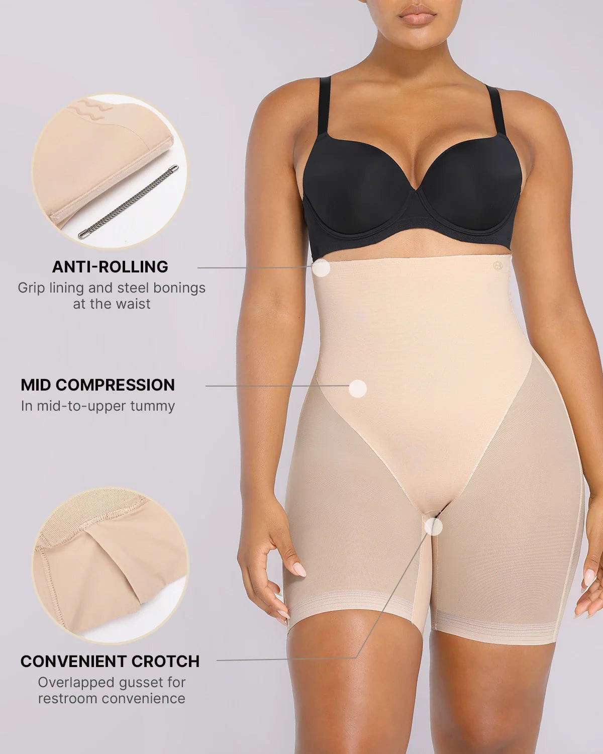 High-Waist Tummy Control Sculpting Mid Thigh Short