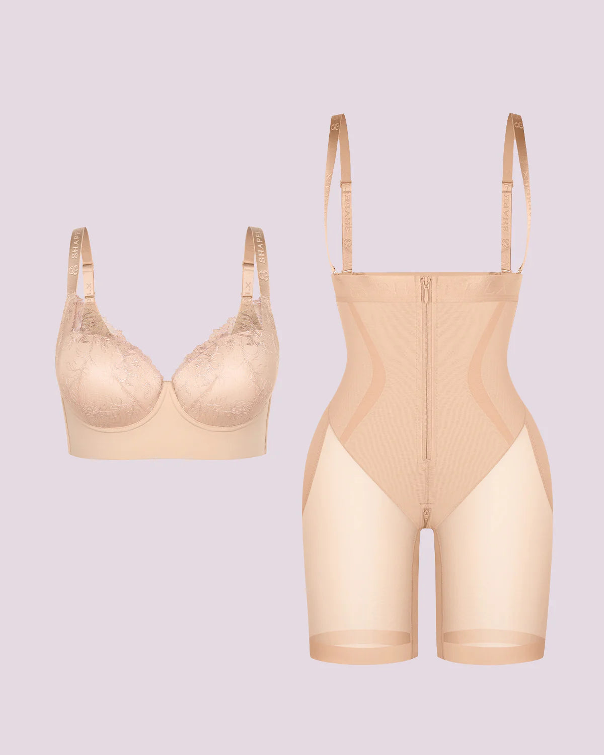 Back Smoothing Lace Underwire Bra Set