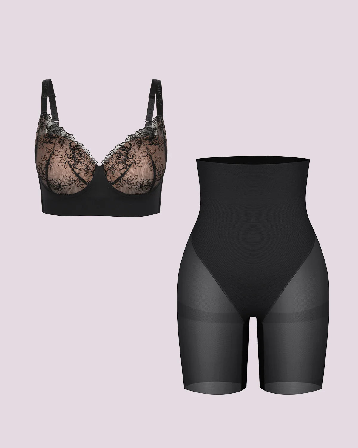Back Smoothing Lace Underwire Bra and Shorts