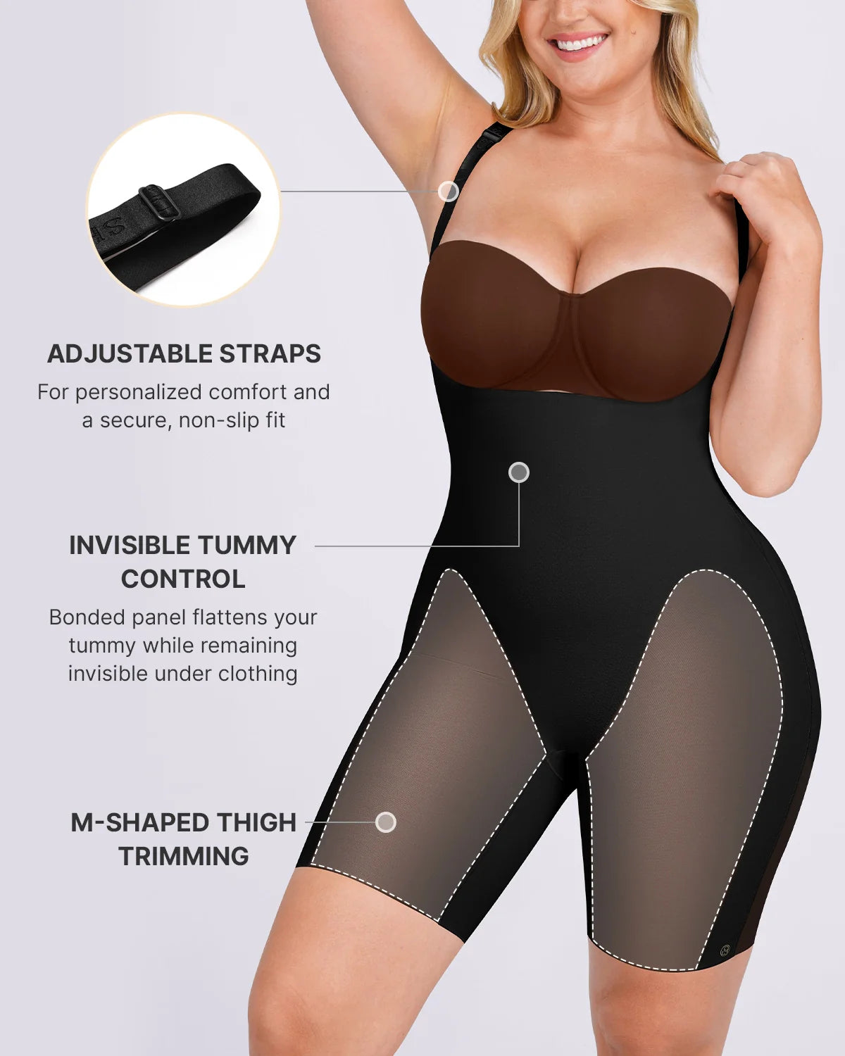 Cream Touch Open Bust Smoothing Bodysuit