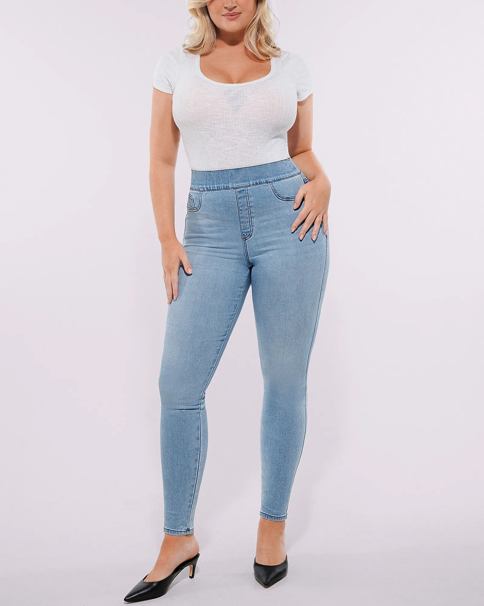 High-Waist Padded Hip Slimming Skinny Jeans