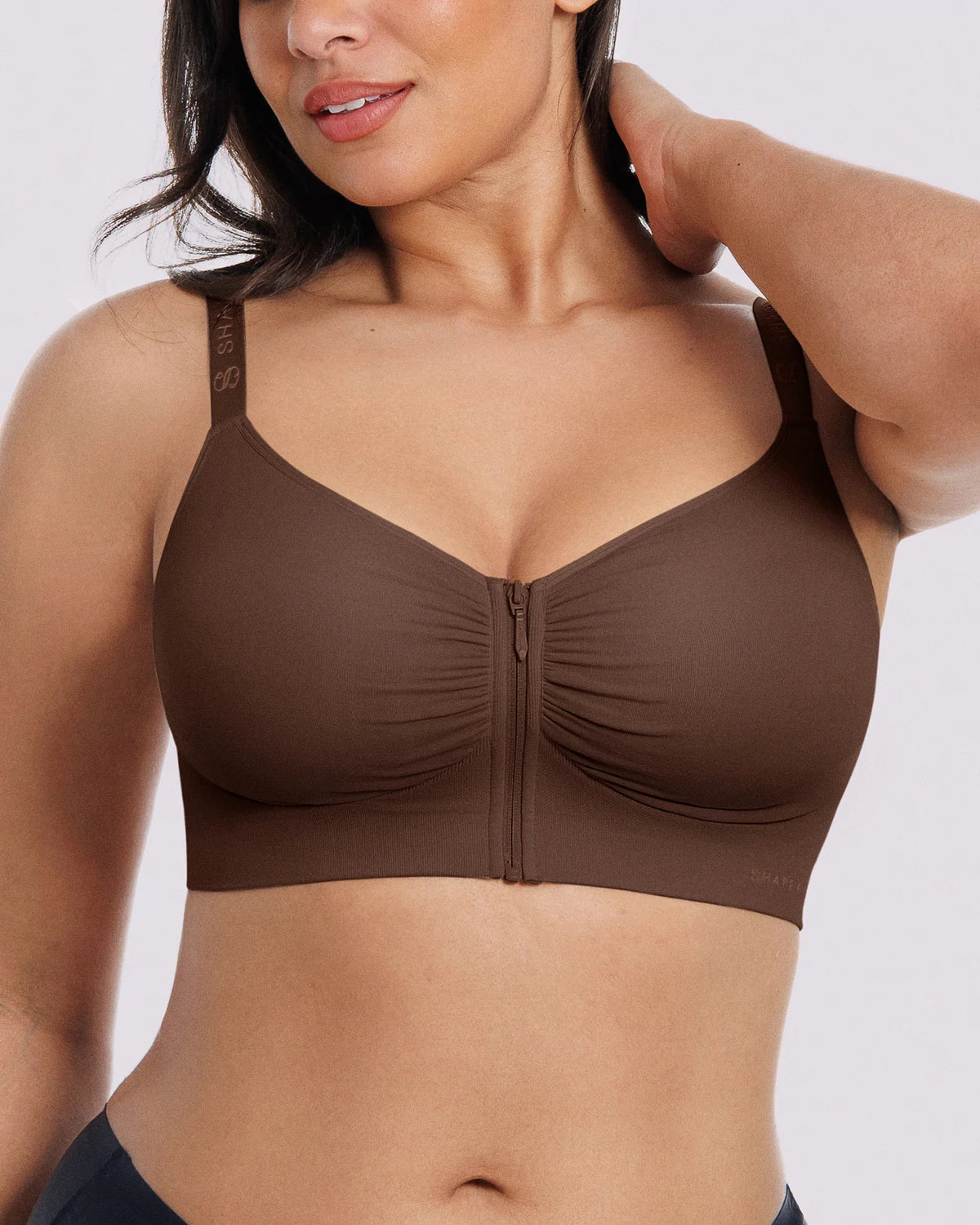 Front-Zipper Wireless Bra for Smoothing Support
