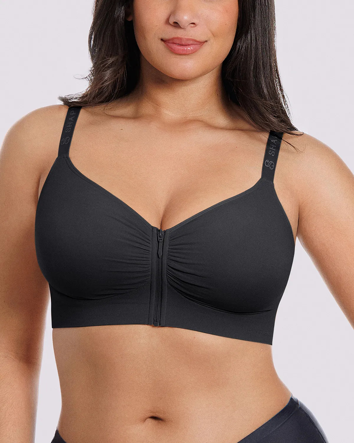 Front-Zipper Wireless Bra for Smoothing Support