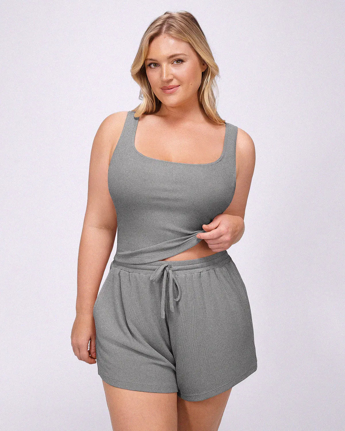 Soft Modal Rib Slimming Shorts Set