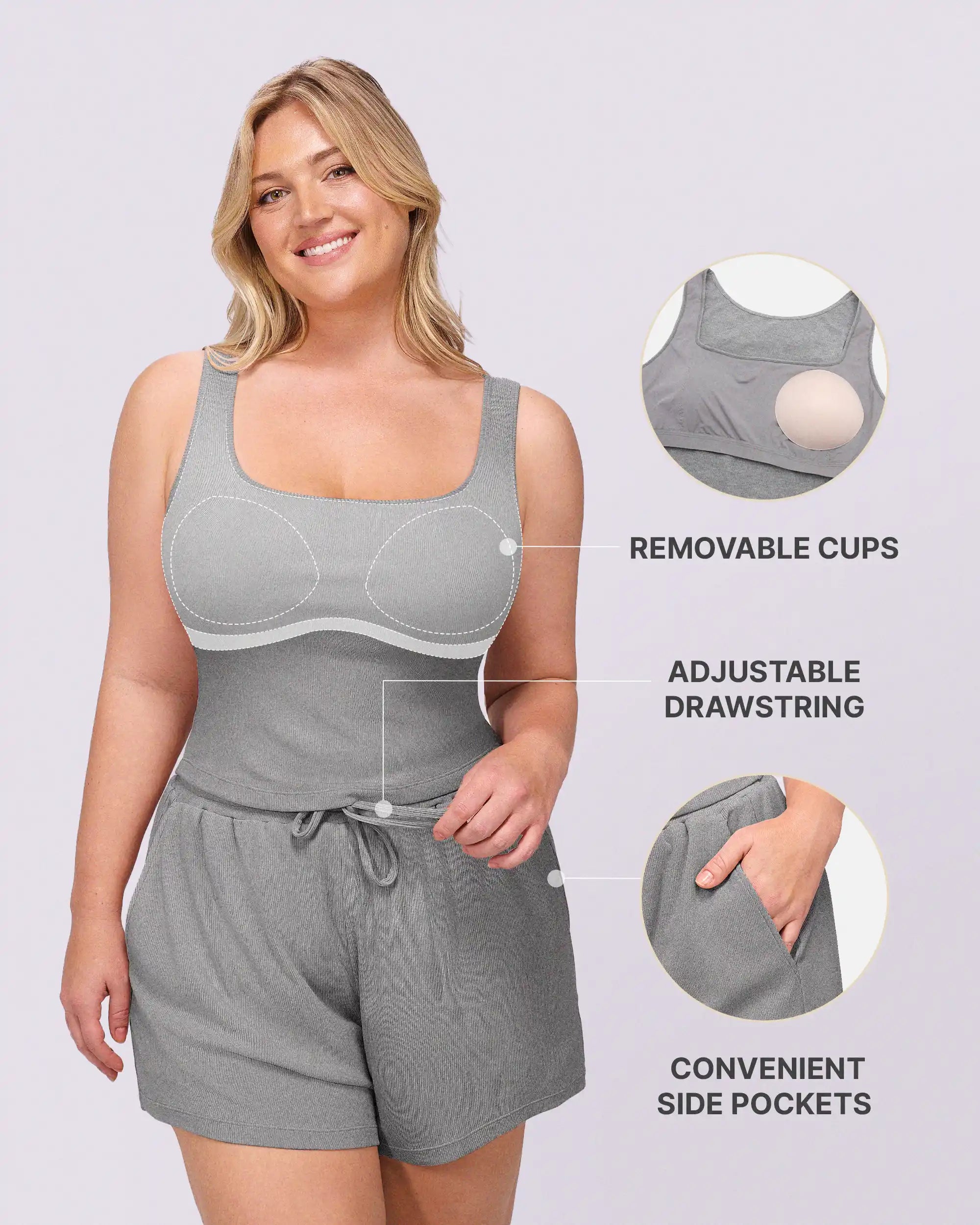 Soft Modal Rib Slimming Shorts Set