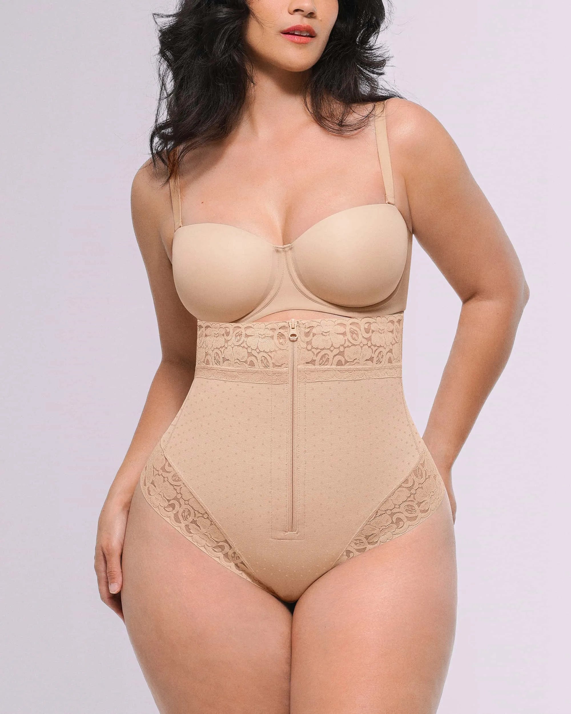 High-Waist Polka Dot Shaping Thong