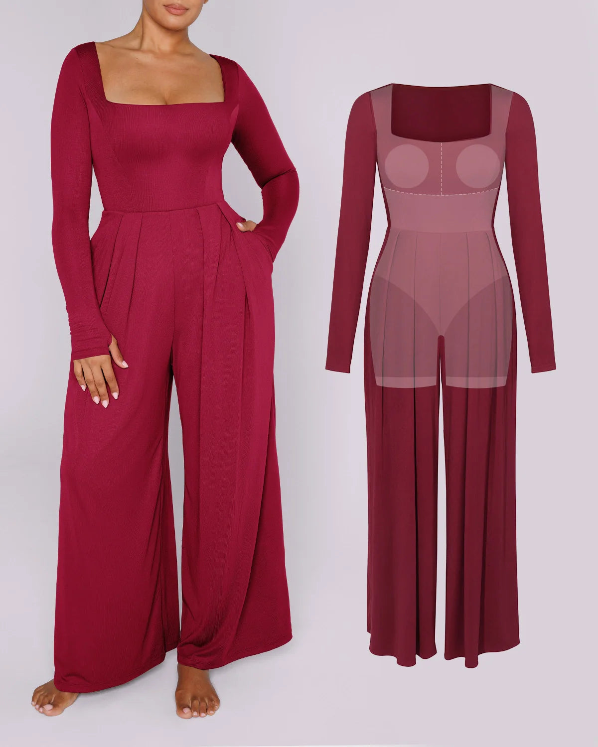 Sculpting Square Neckline Shaping Jumpsuit