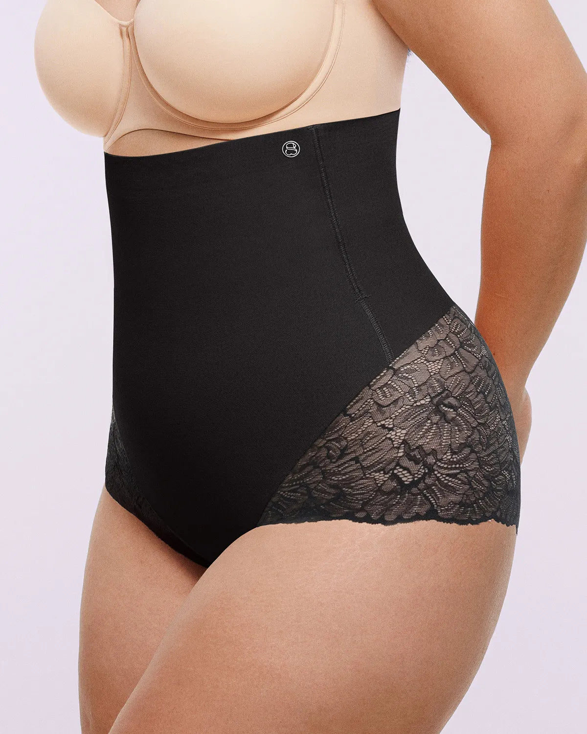 Sheer Lace High-Waisted Smoothing Brief