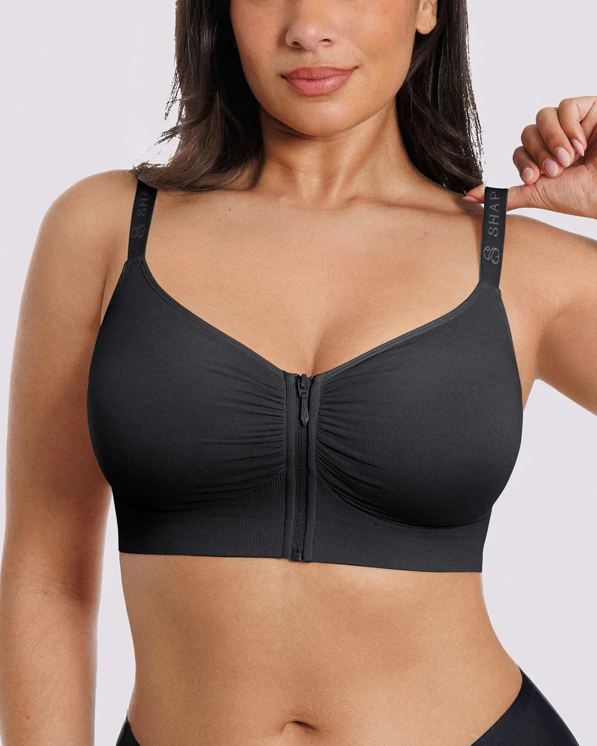 Front-Zipper Wireless Bra for Smoothing Support