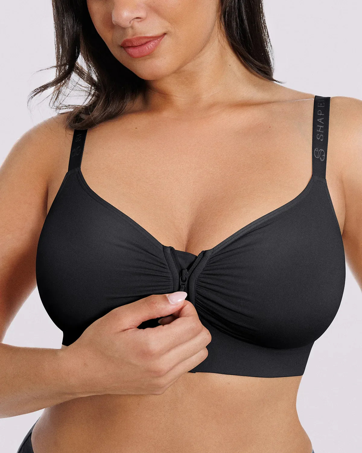Front-Zipper Wireless Bra for Smoothing Support