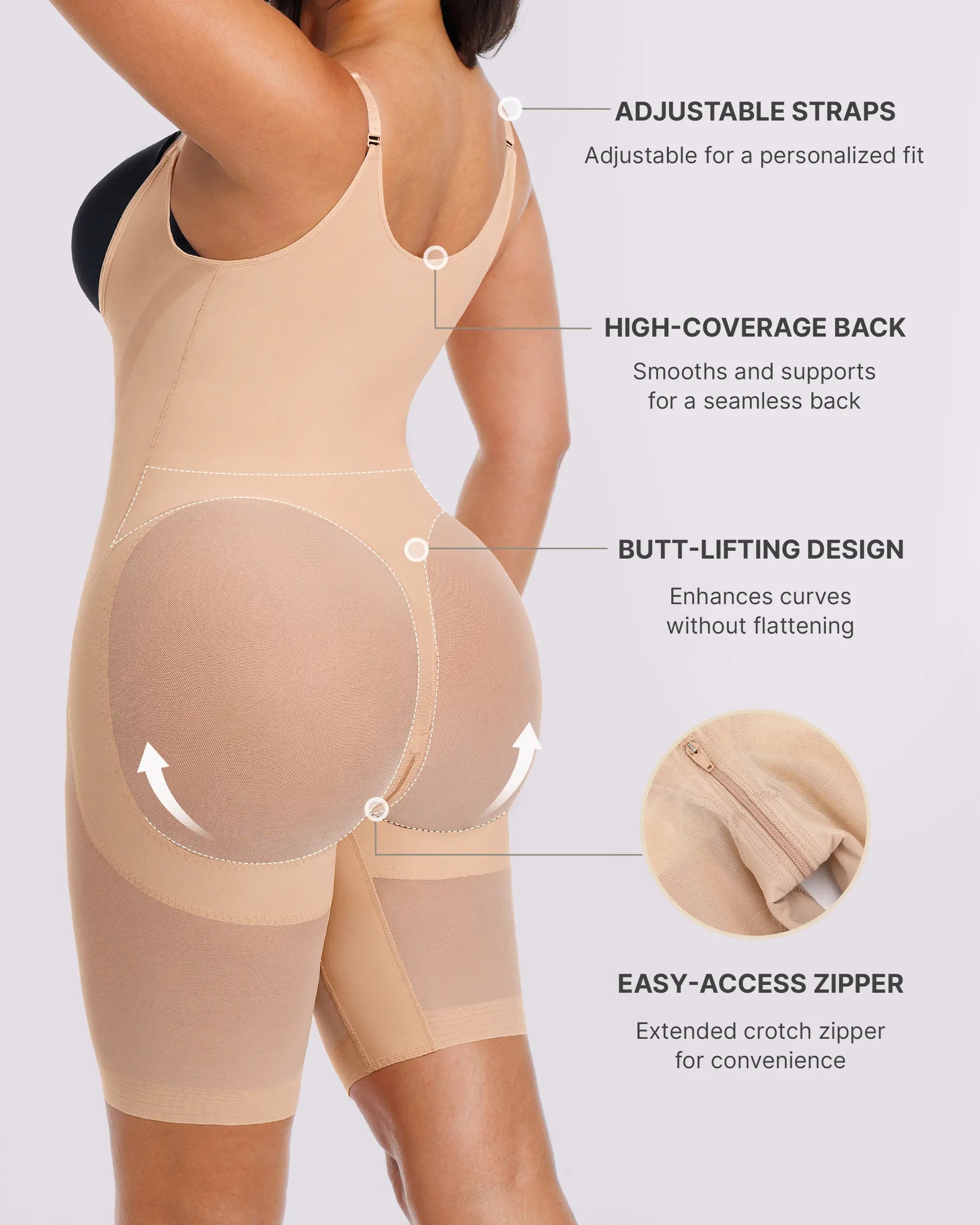 Lightweight Smoothing Bodysuit for Comfort