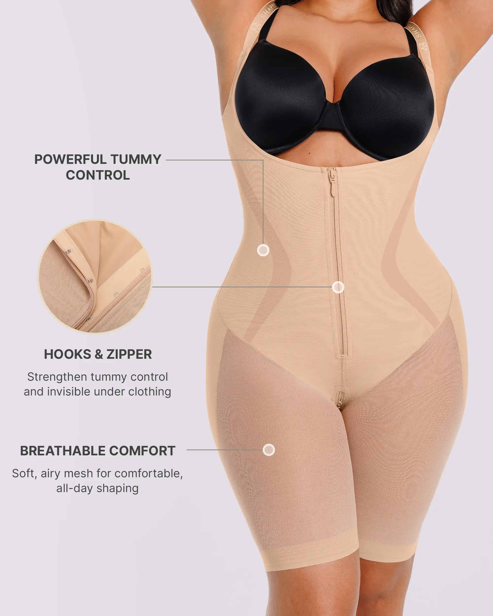 Lightweight Smoothing Bodysuit for Comfort