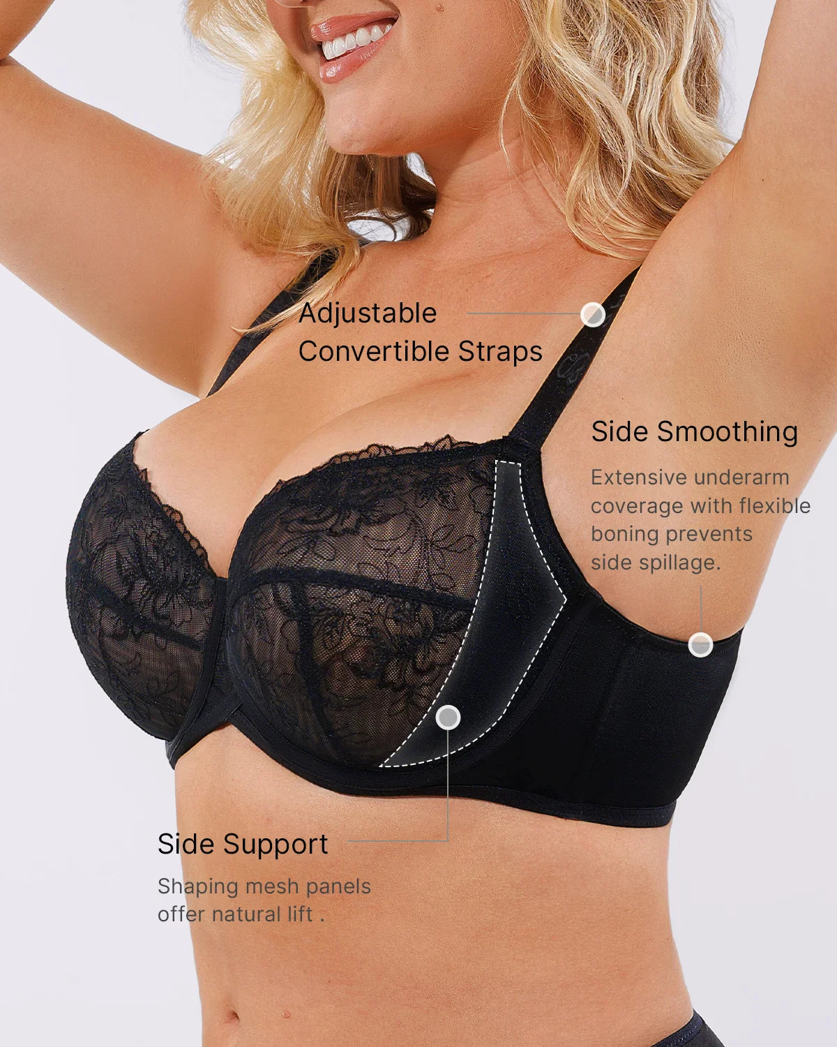 Lace Underwired Bra with Slimming Support