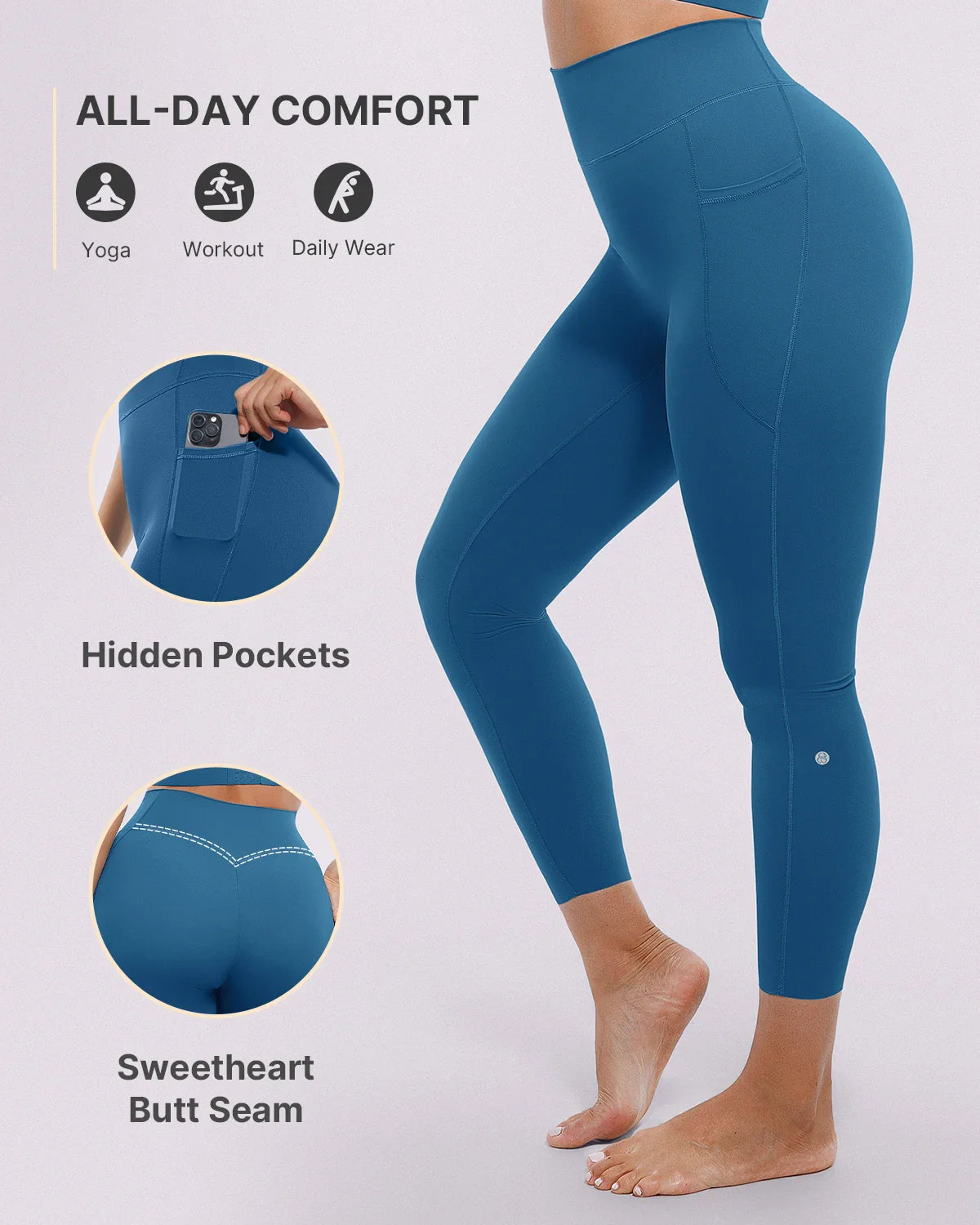High-Waist Tummy Control Training Pocket Leggings