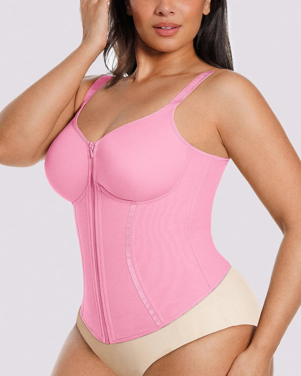Tummy Control Corset Top with Padded Flare Jeans