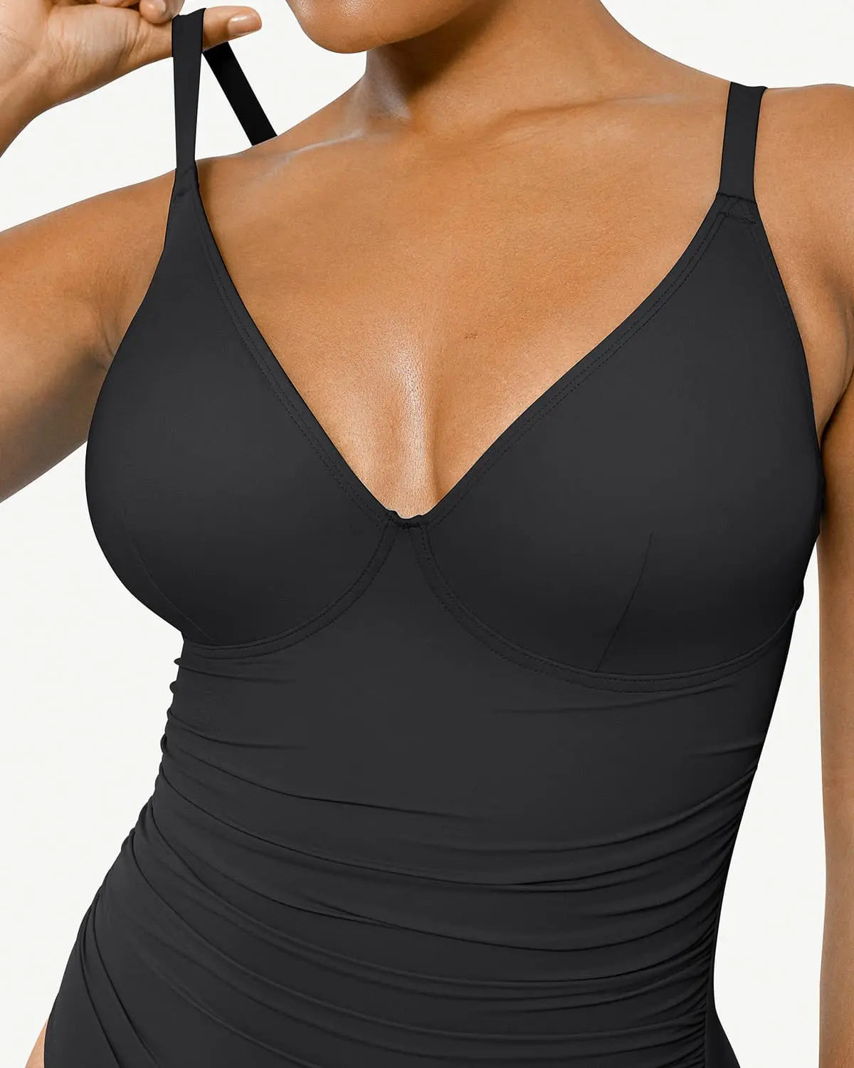 Ruched Lace-Up Back Shaping Swimsuit