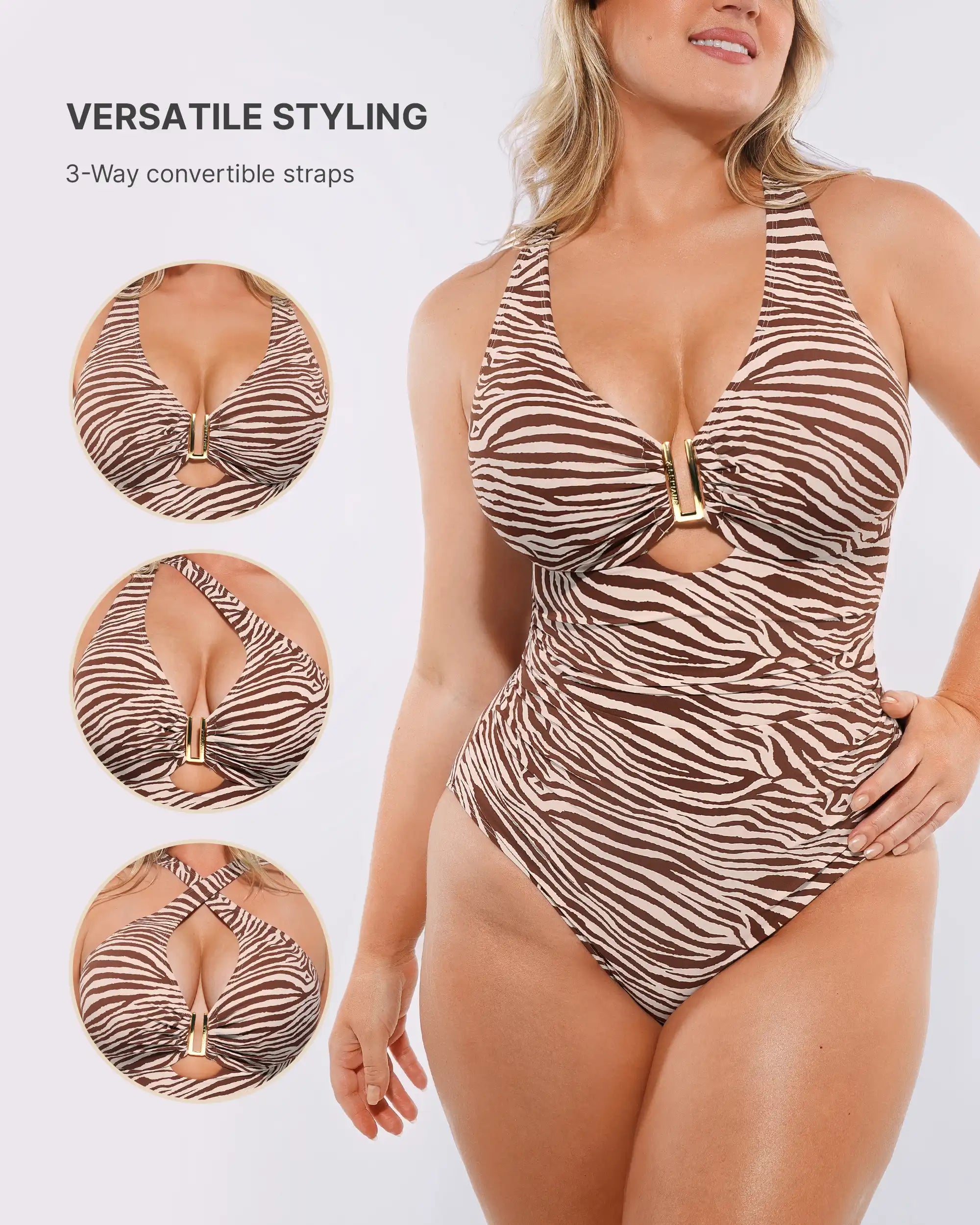 Ruched U-Wire Cut Out Shaping Swimsuit