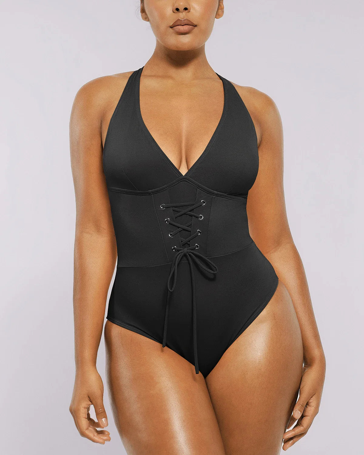 Plunge Corset Tummy Control Shaping Swimsuit