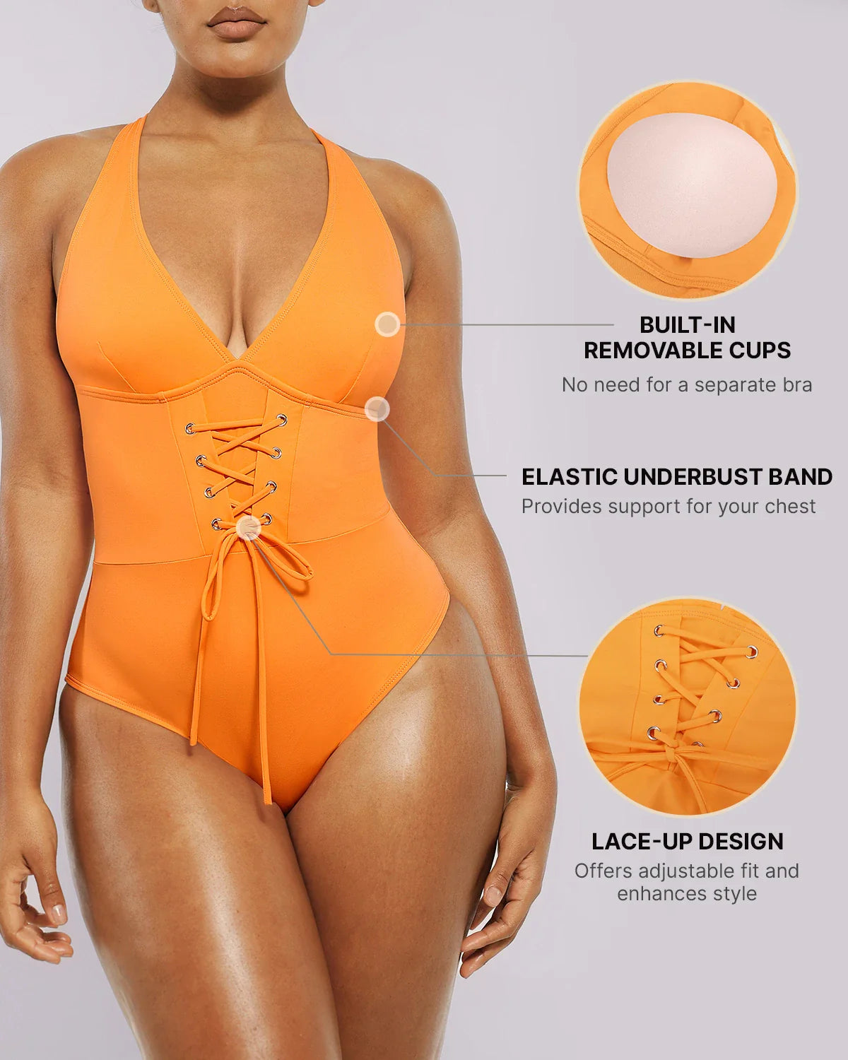 Plunge Corset Tummy Control Shaping Swimsuit