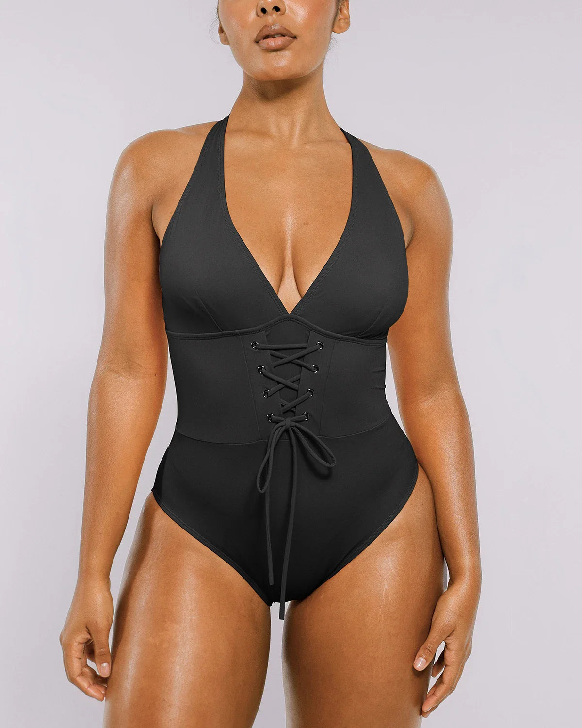 Plunge Corset Tummy Control Shaping Swimsuit