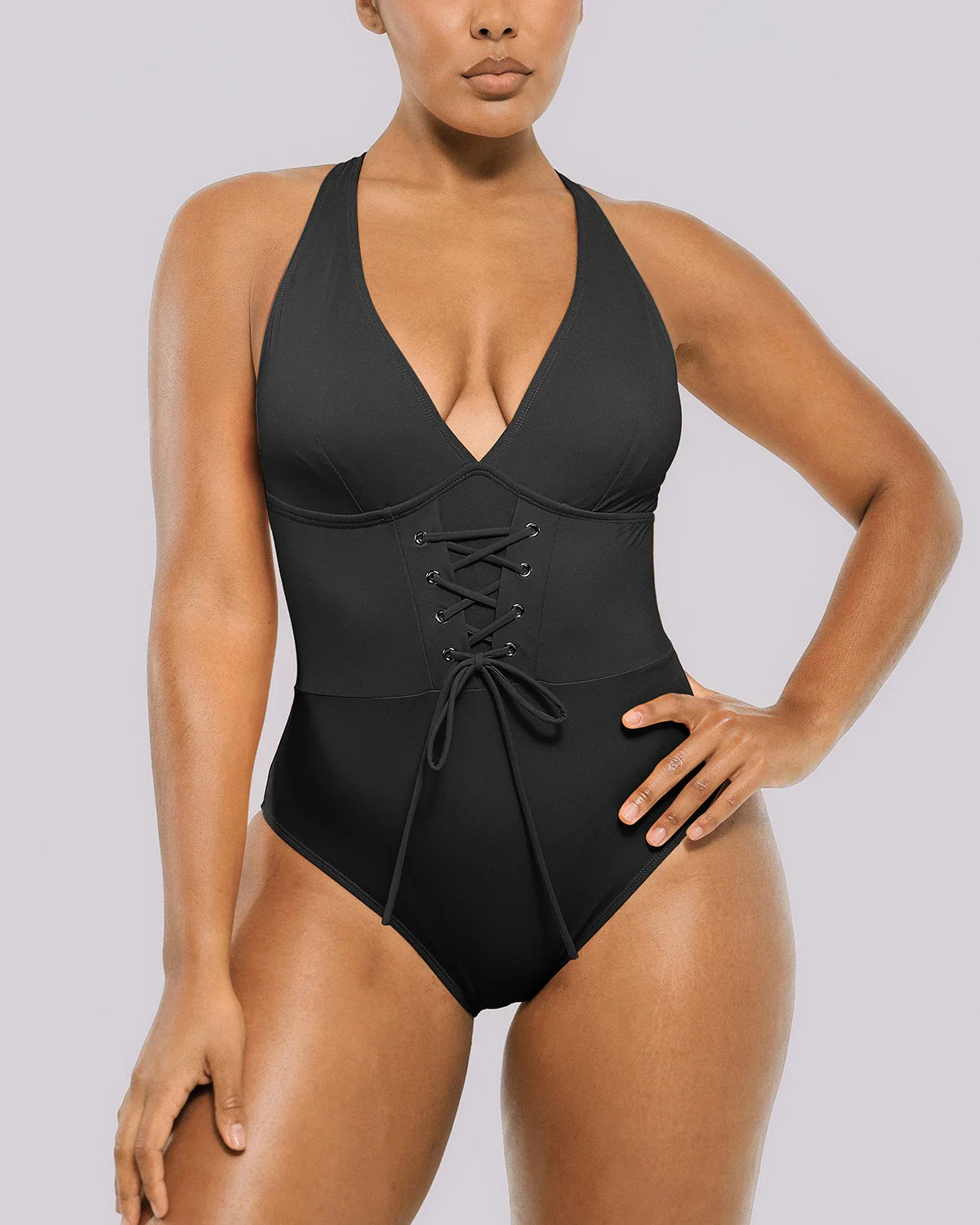 Plunge Corset Tummy Control Shaping Swimsuit