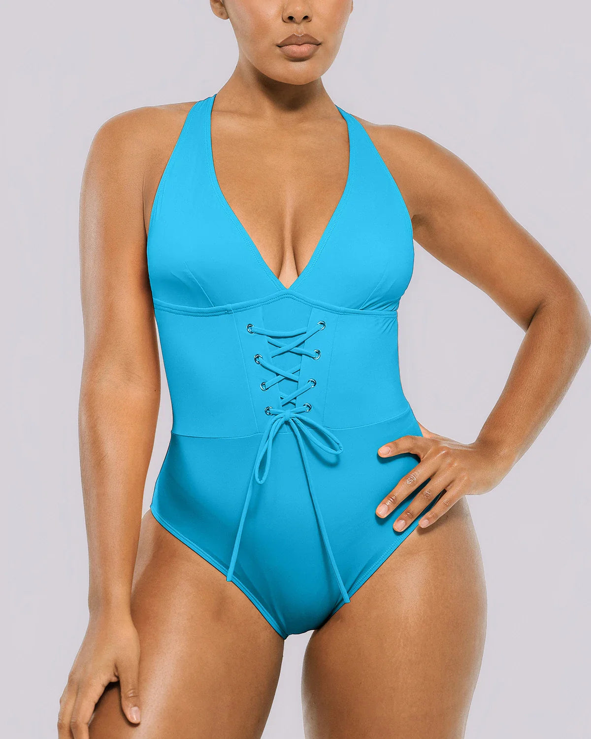 Plunge Corset Tummy Control Shaping Swimsuit