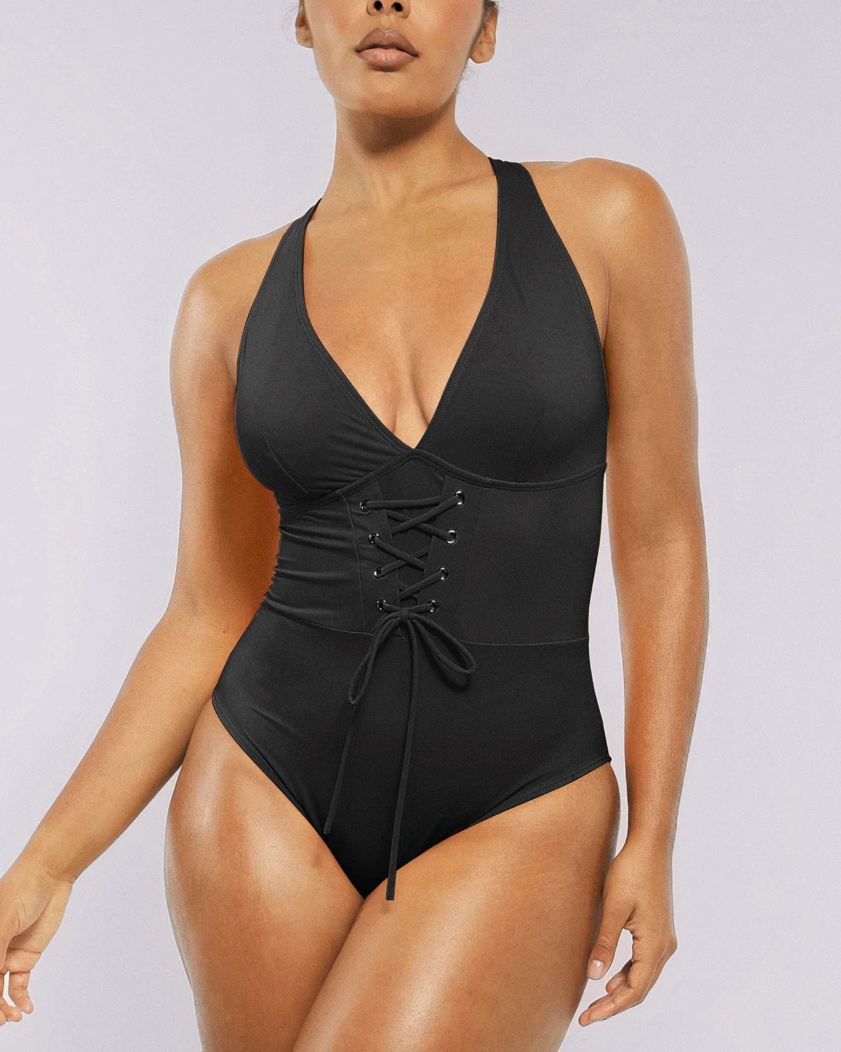 Plunge Corset Tummy Control Shaping Swimsuit