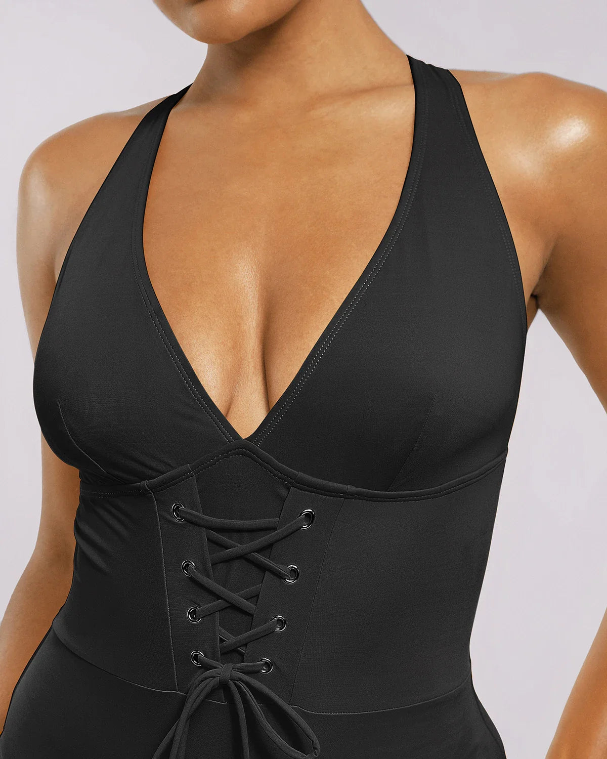 Plunge Corset Tummy Control Shaping Swimsuit