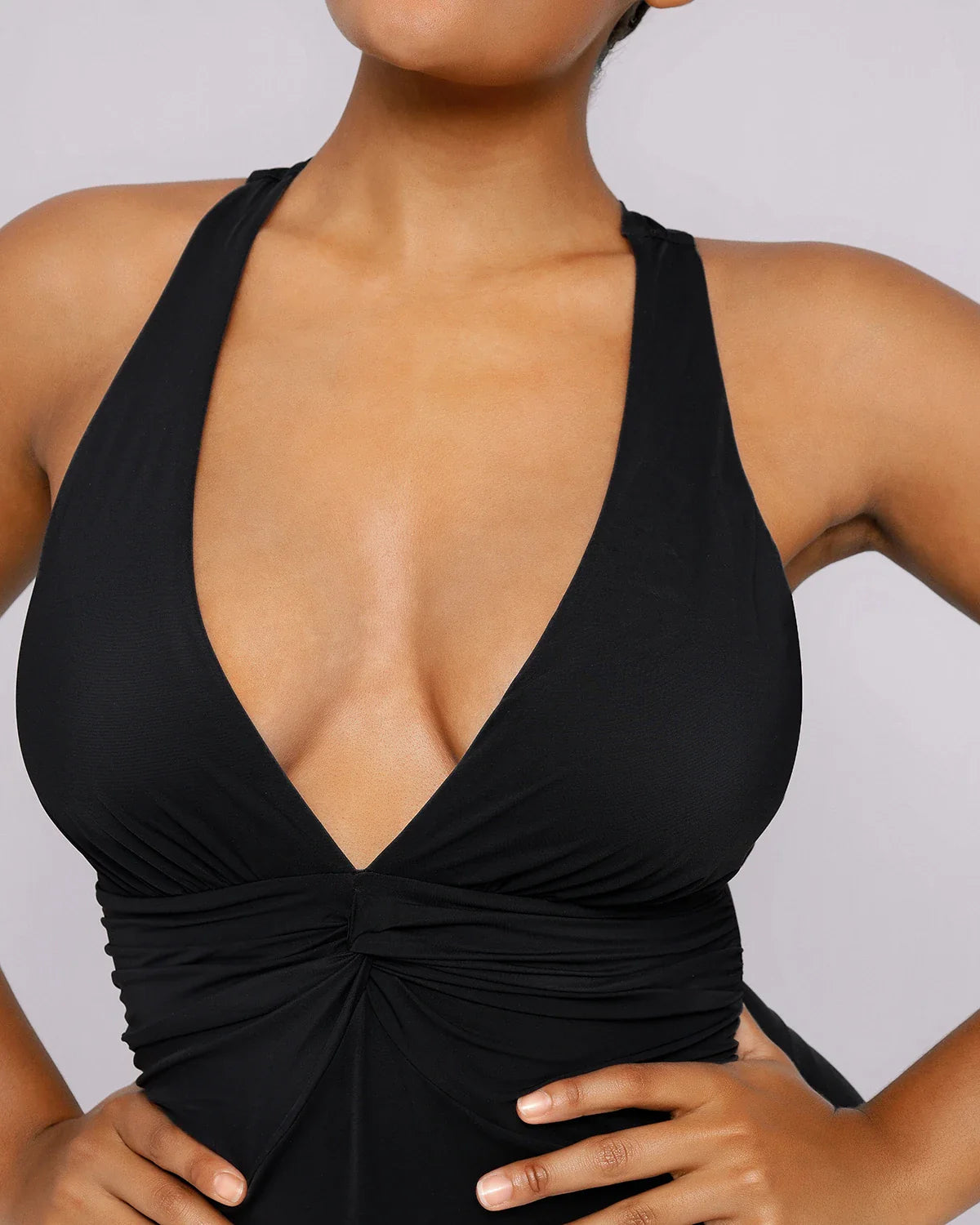 Sculpting Ruched Twist-Front Shaping Swimsuit