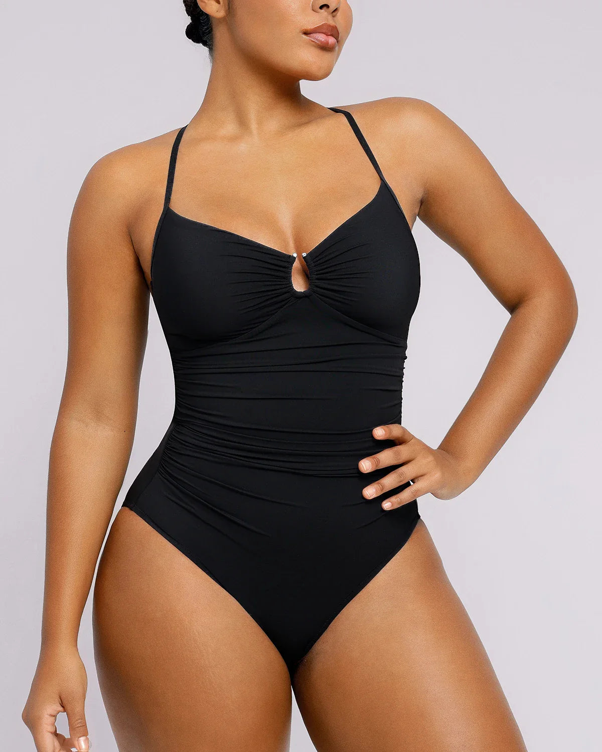 Sculpting U-Ring Cut Out Shaping Swimsuit