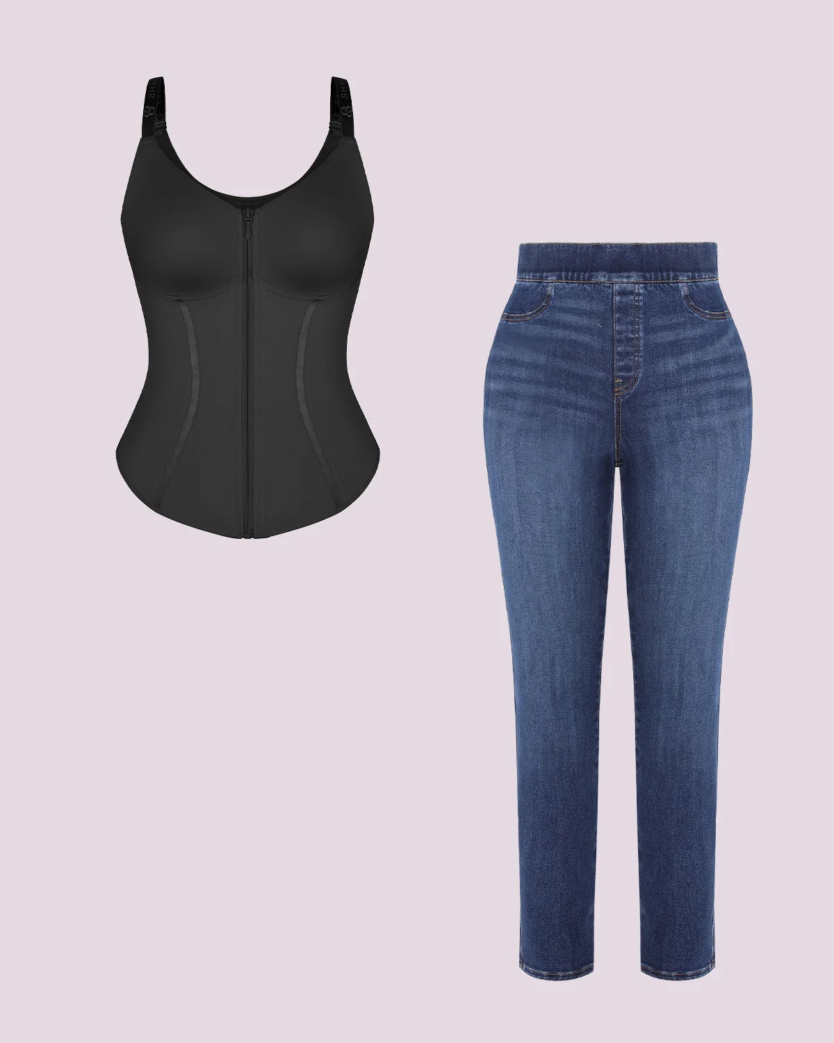 Tummy Control Sculpting Corset Top & Jeans