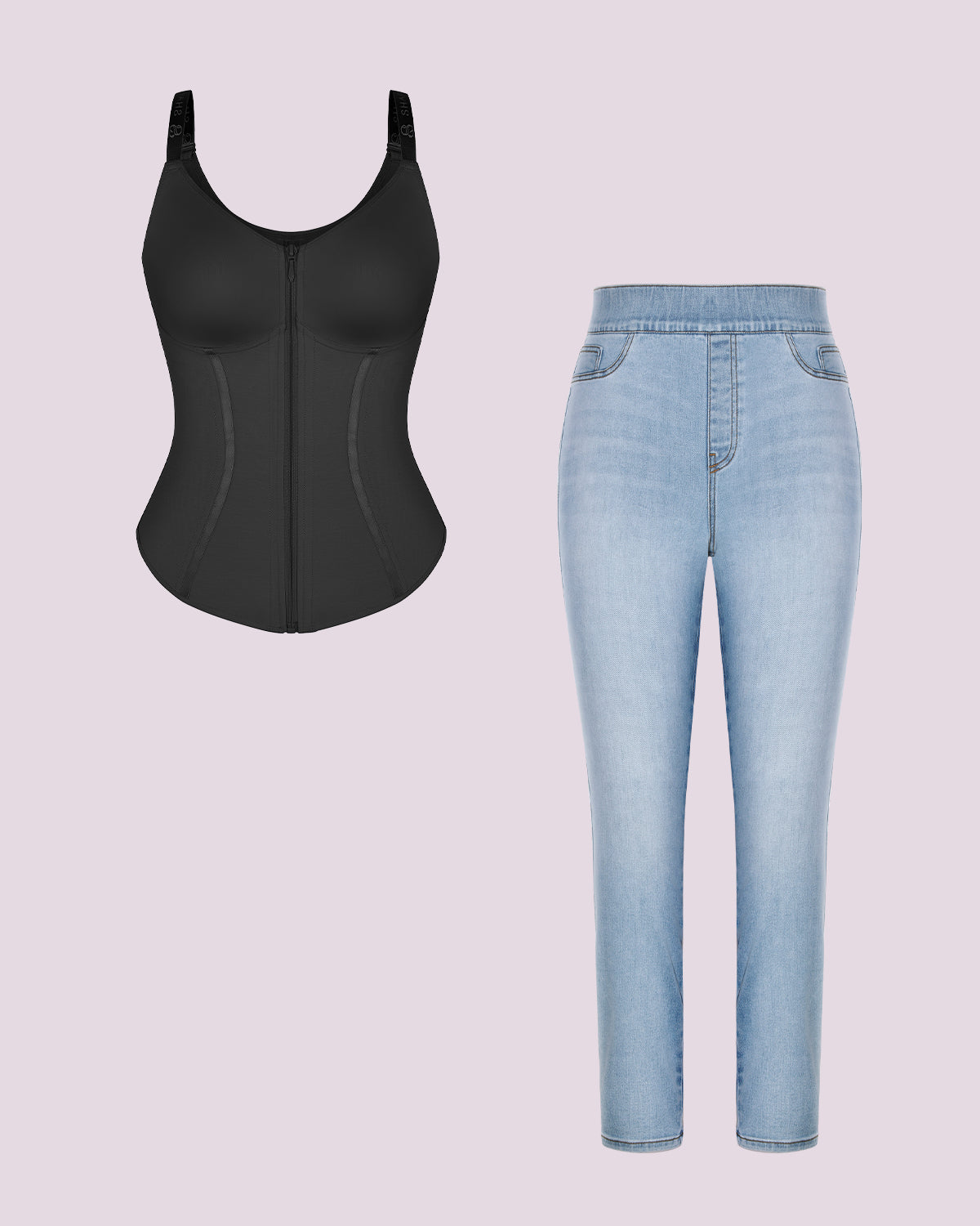 Tummy Control Sculpting Corset Top & Jeans