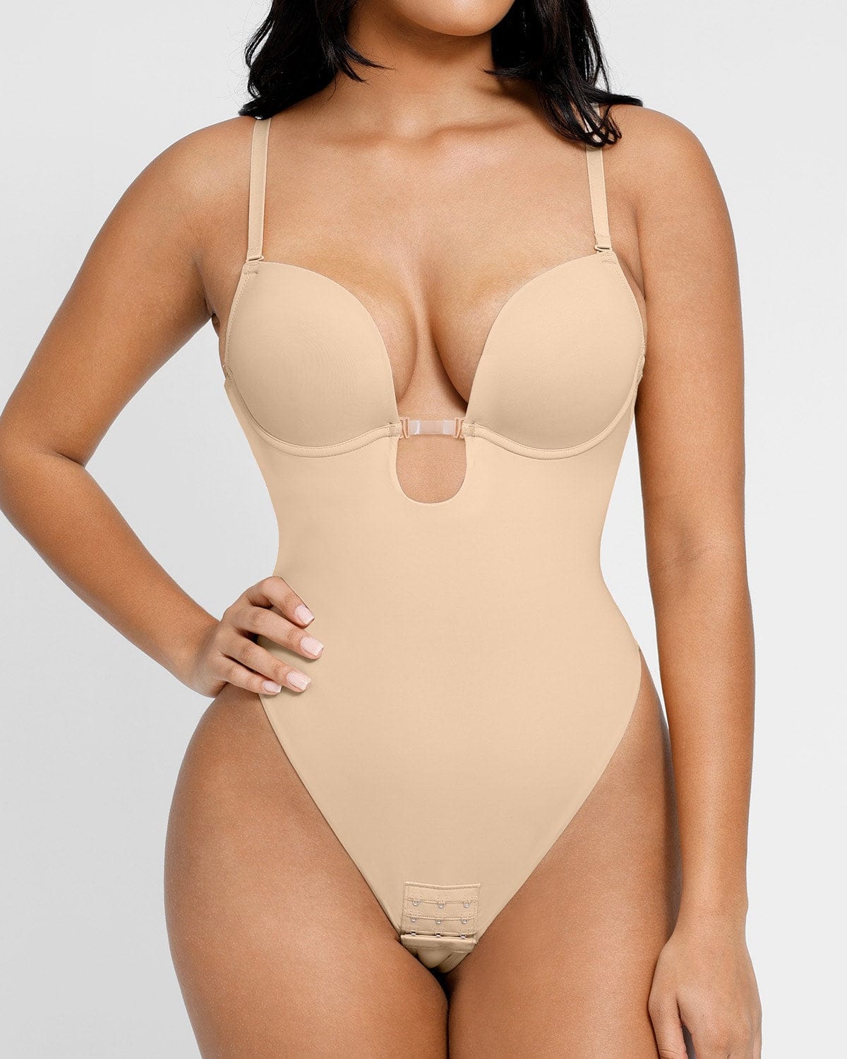 Backless U Plunge Thong Bodysuit — Slimming Sculpting