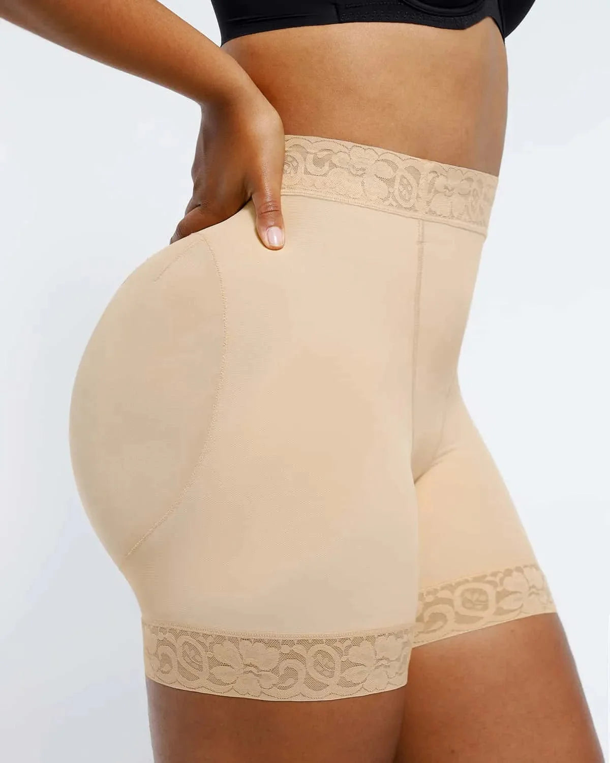 Mid-Rise Lace Butt-Lifting Shaper Shorts