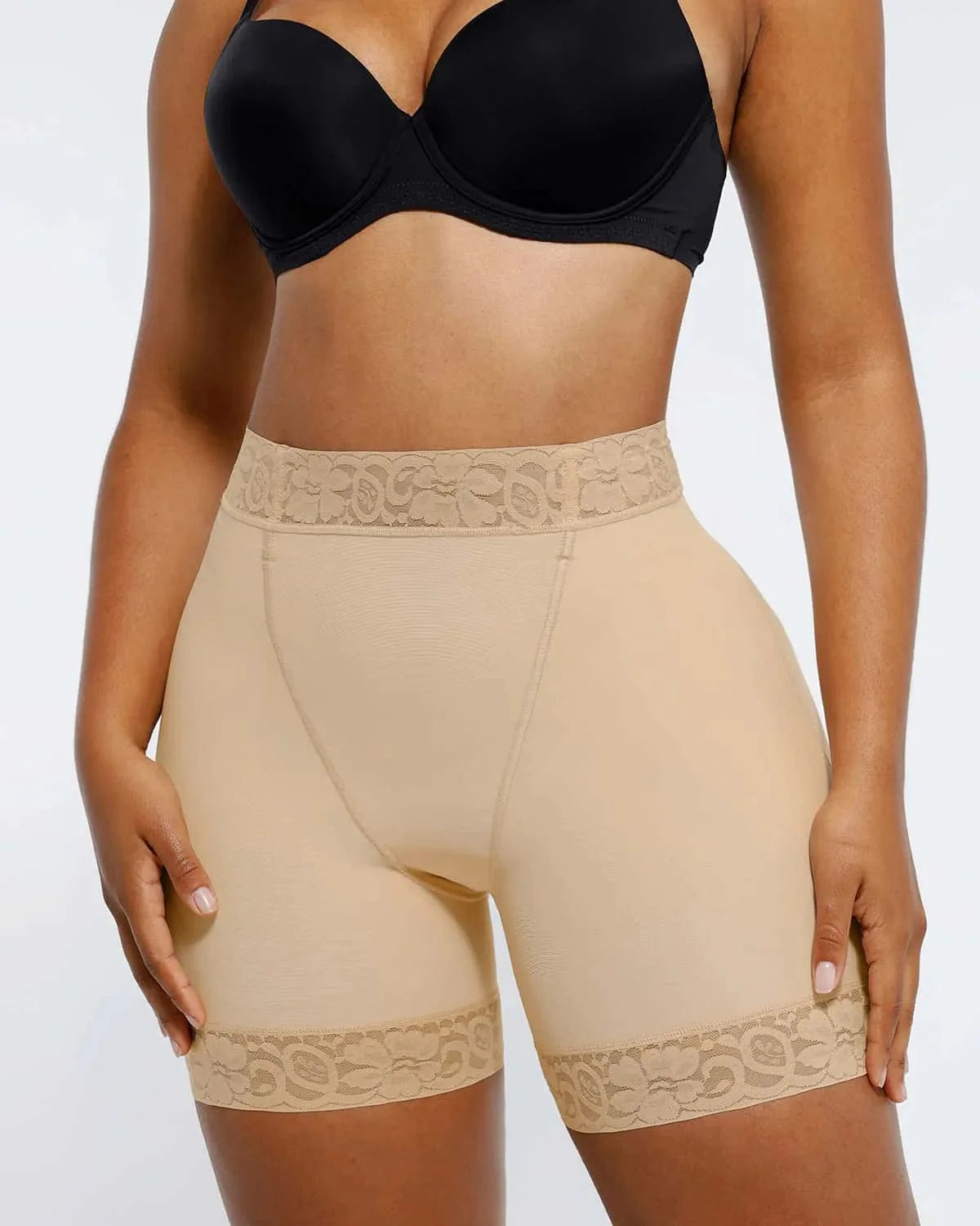 Mid-Rise Lace Butt-Lifting Shaper Shorts