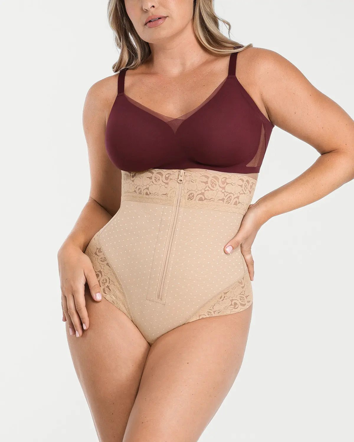 High-Waist Polka Dot Shaping Thong