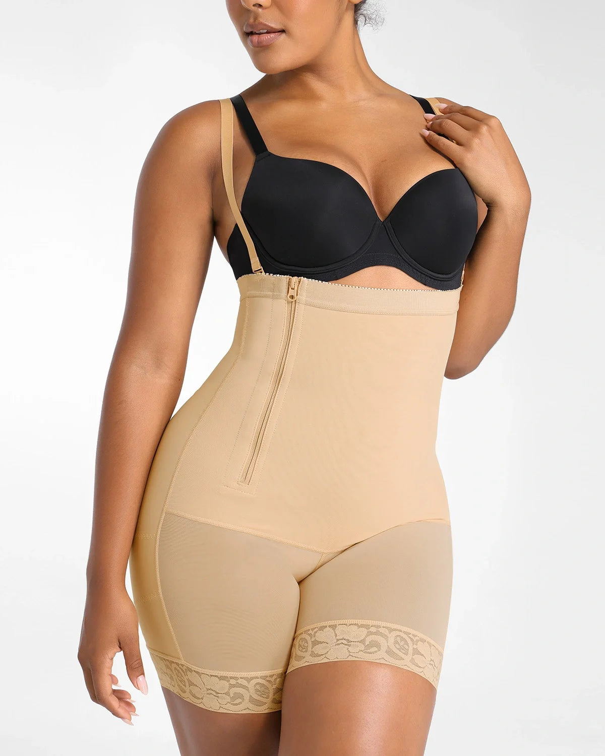 Plus Size Sculpting Side Zipper Shaper Shorts