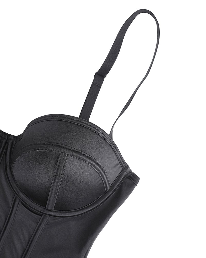 Retro-Style Cupped Thong Bodysuit with Tummy Control