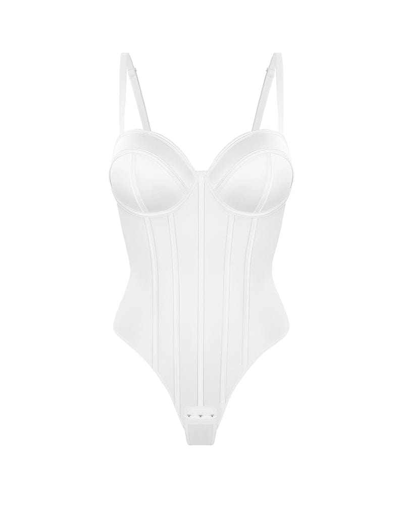 Retro-Style Cupped Thong Bodysuit with Tummy Control