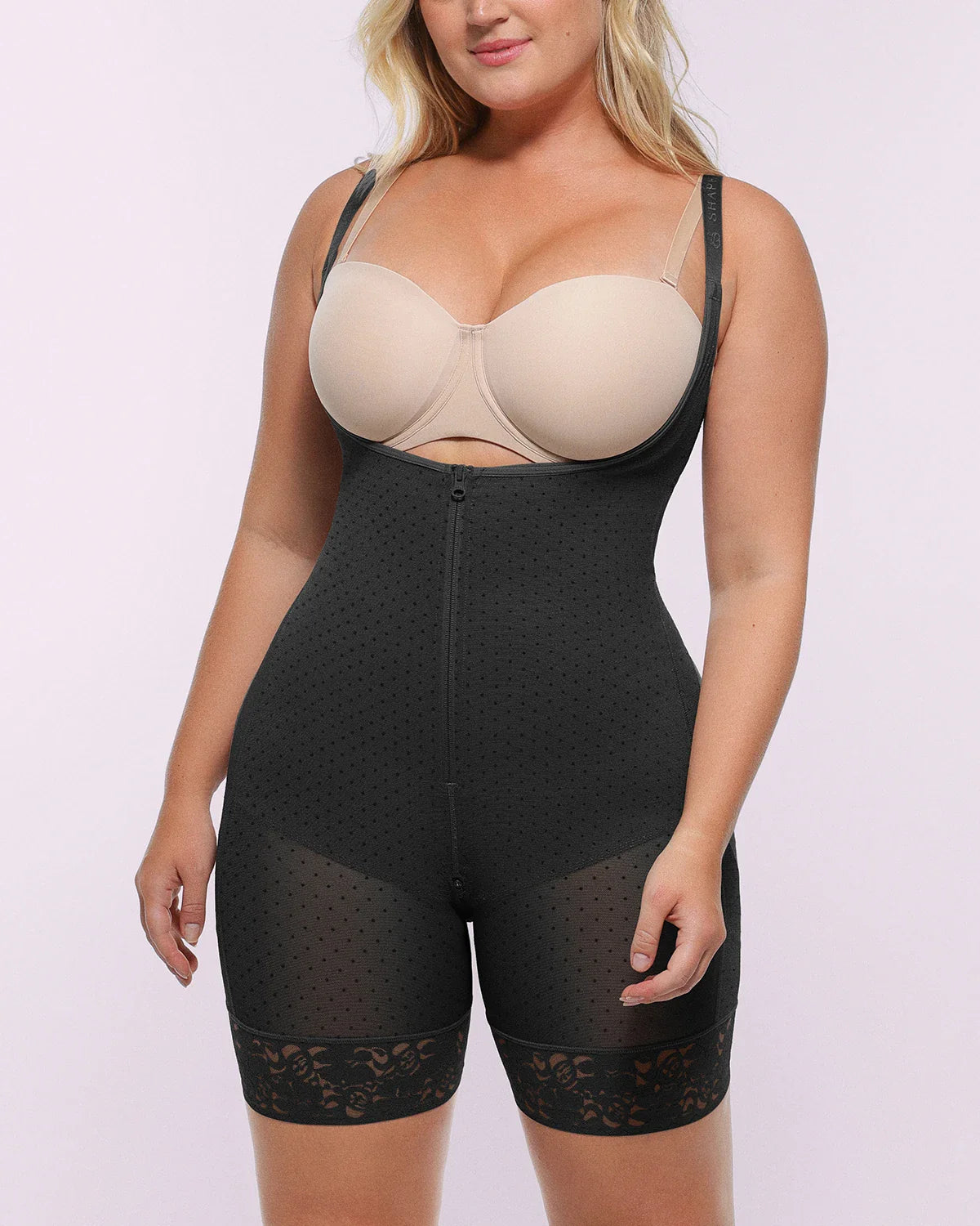 Smoothing Open Bust Polka Dot Bodysuit