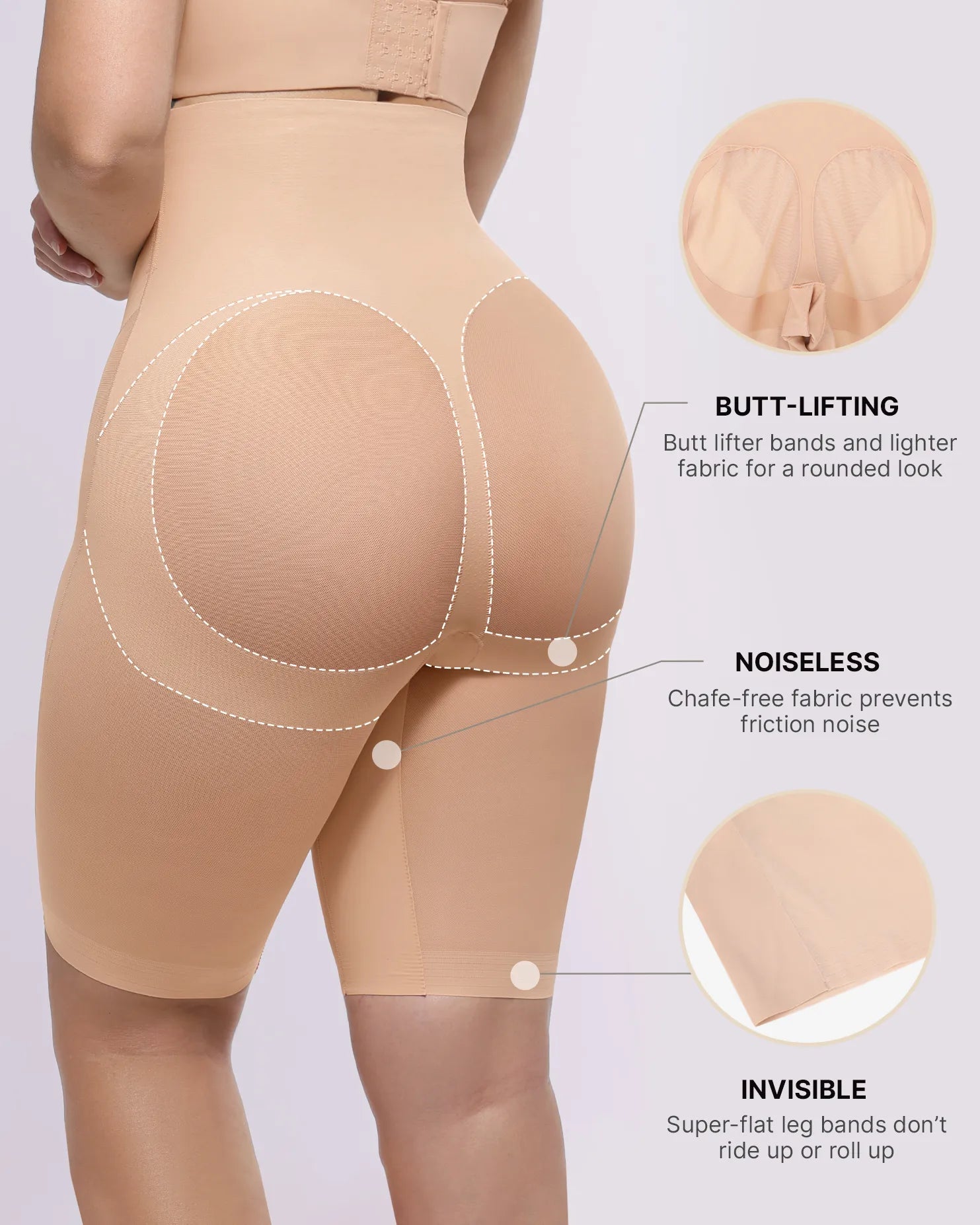 Butt-Lifting Mesh Above-Knee Shaper Shorts