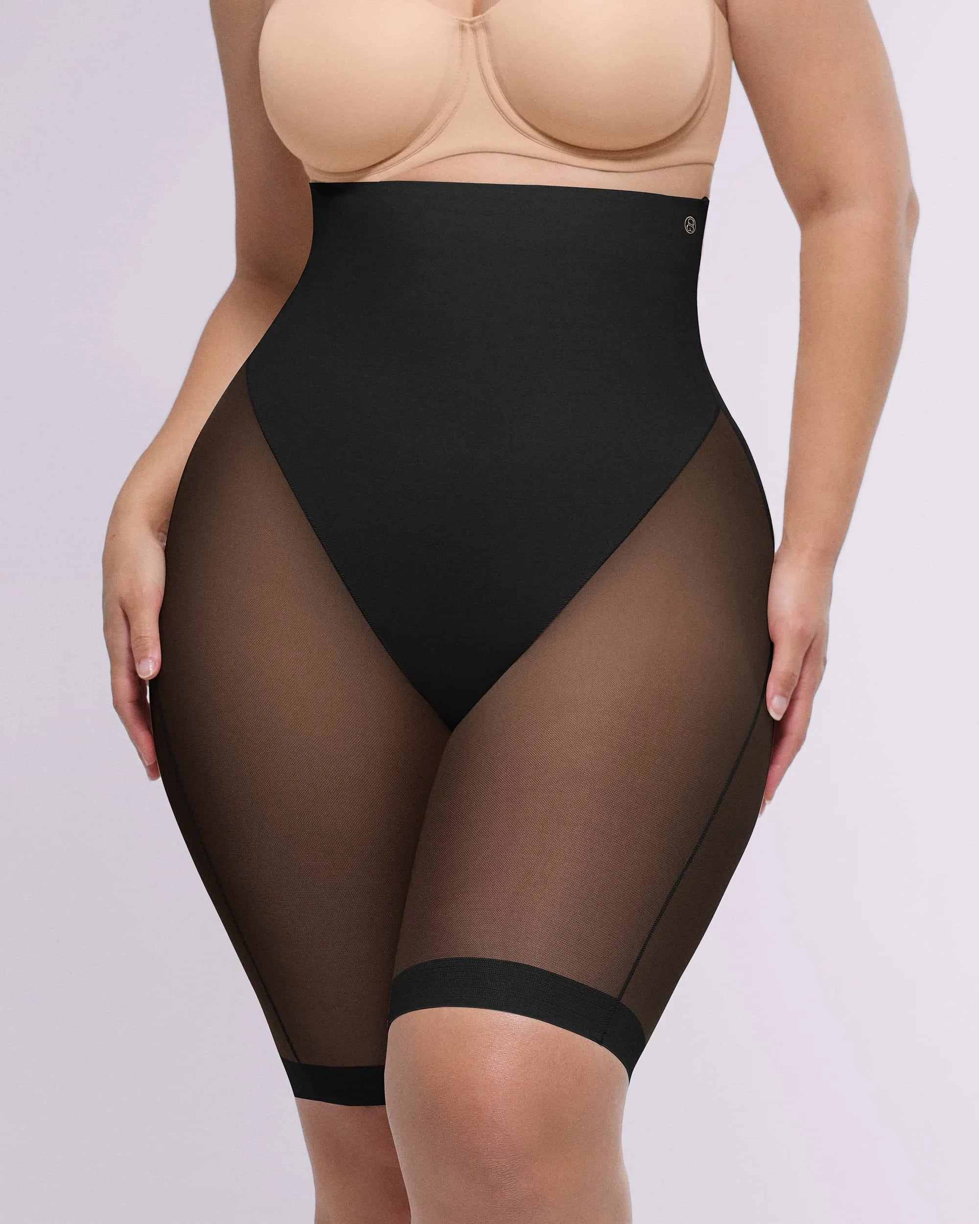 Butt-Lifting Mesh Above-Knee Shaper Shorts