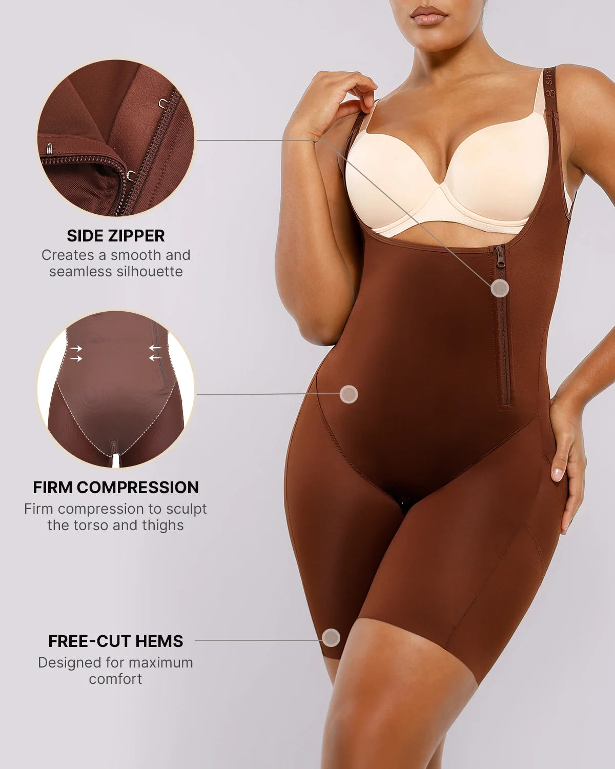 Silk Smoothing Open Bust Full Bodysuit