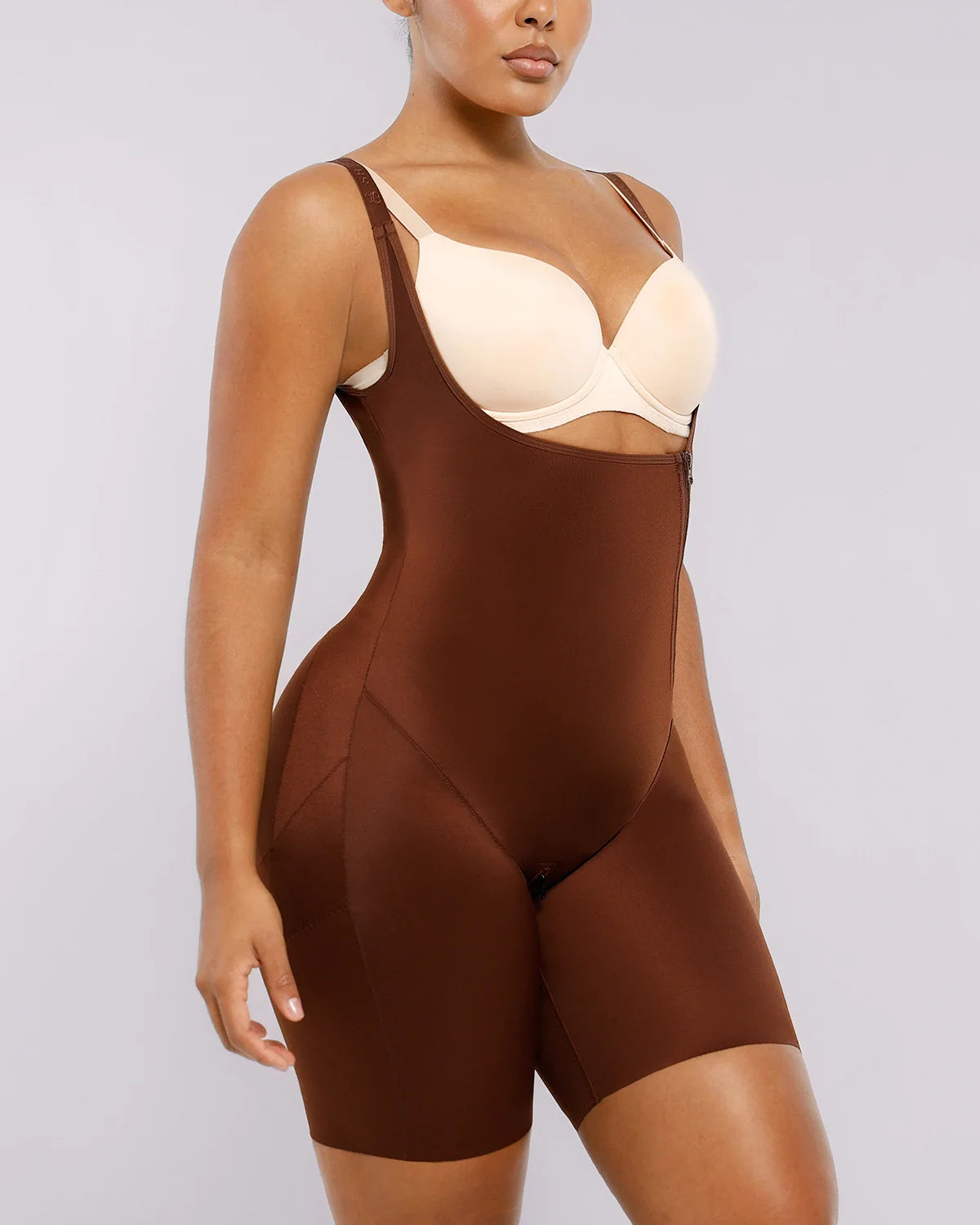 Silk Smoothing Open Bust Full Bodysuit