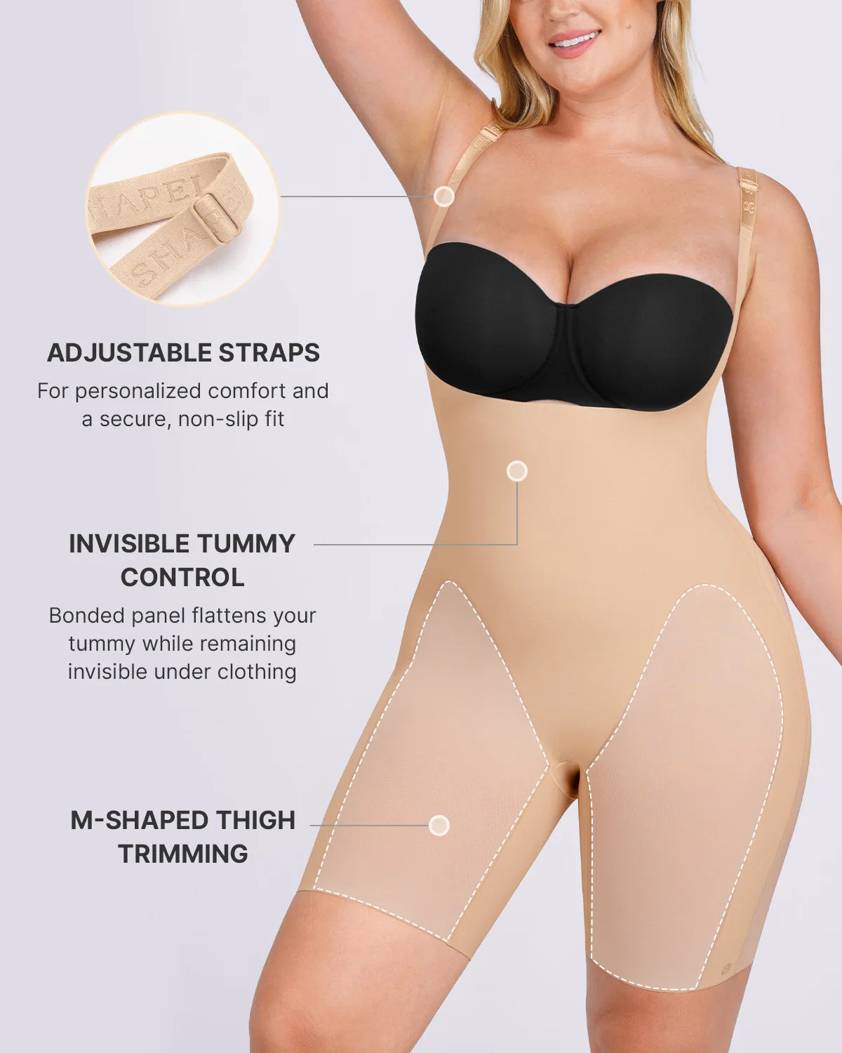 Cream Touch Open Bust Smoothing Bodysuit